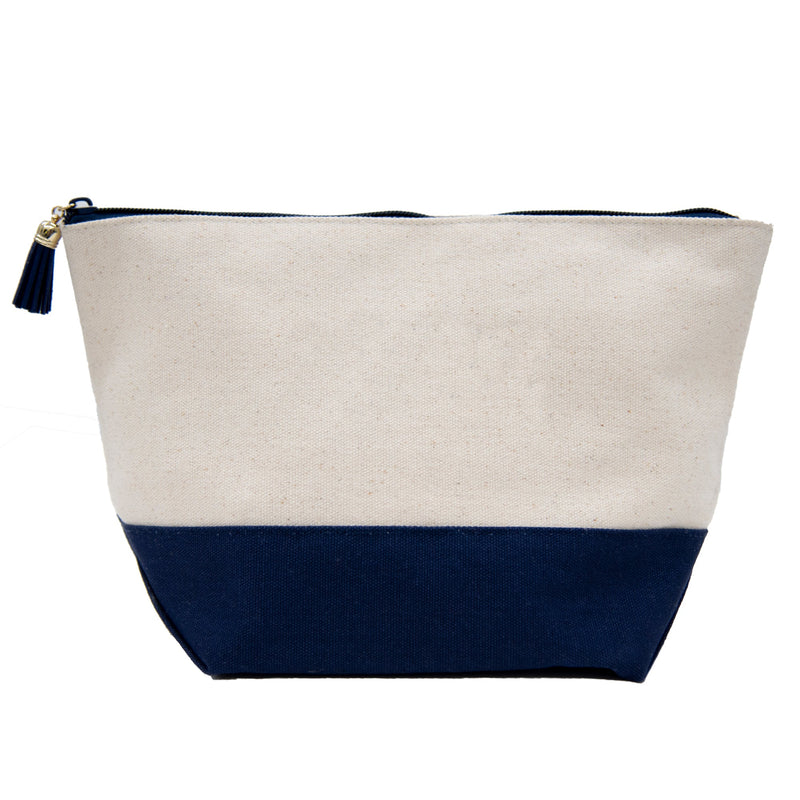 Canvas Cosmetic Pouch, Navy - Monogram Market