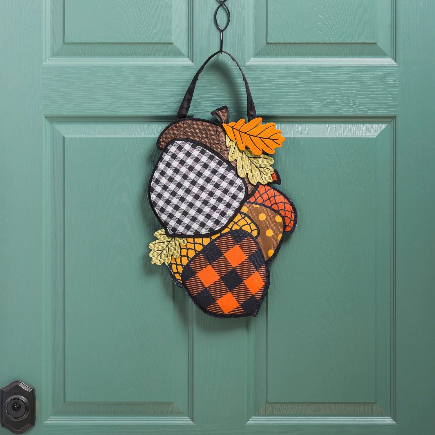 Buffalo Check Acorn Door Decor - Thumbnail 2