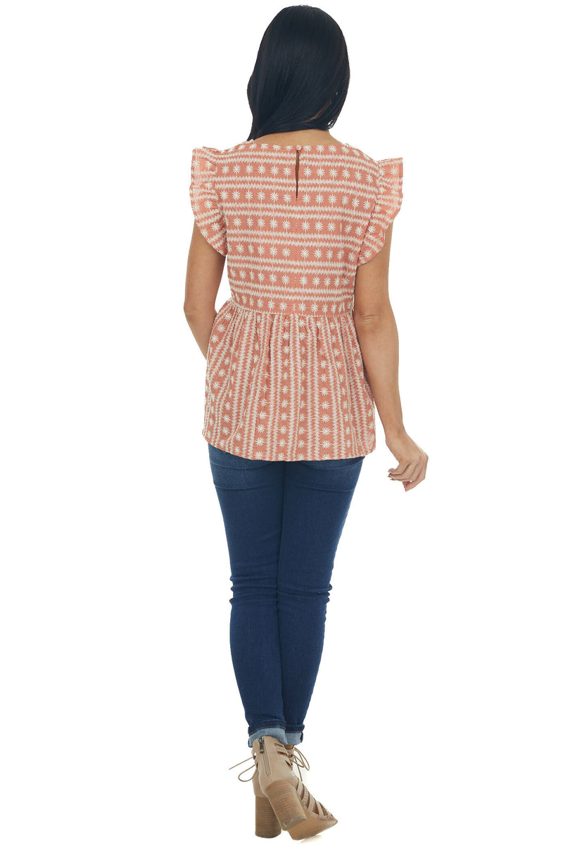 Embroidered Cap Sleeve Top , Dusty Rose - Monogram Market