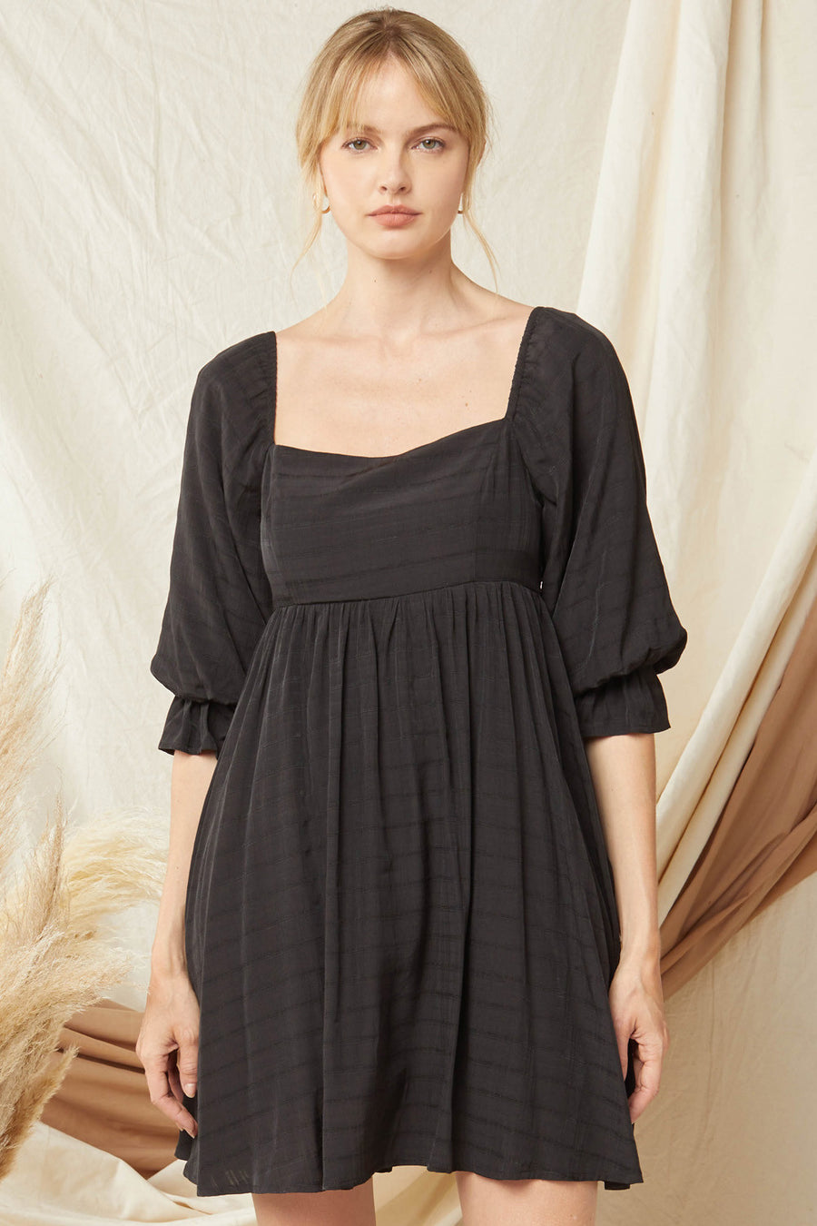Tulle Babydoll Babydoll Dress With Belt Puff Sleeve Babydoll Dress, Black Monogram Market Tulle Babydoll Babydoll Dress With Belt Puff Sleeve Babydoll Dress, Black Monogram Market