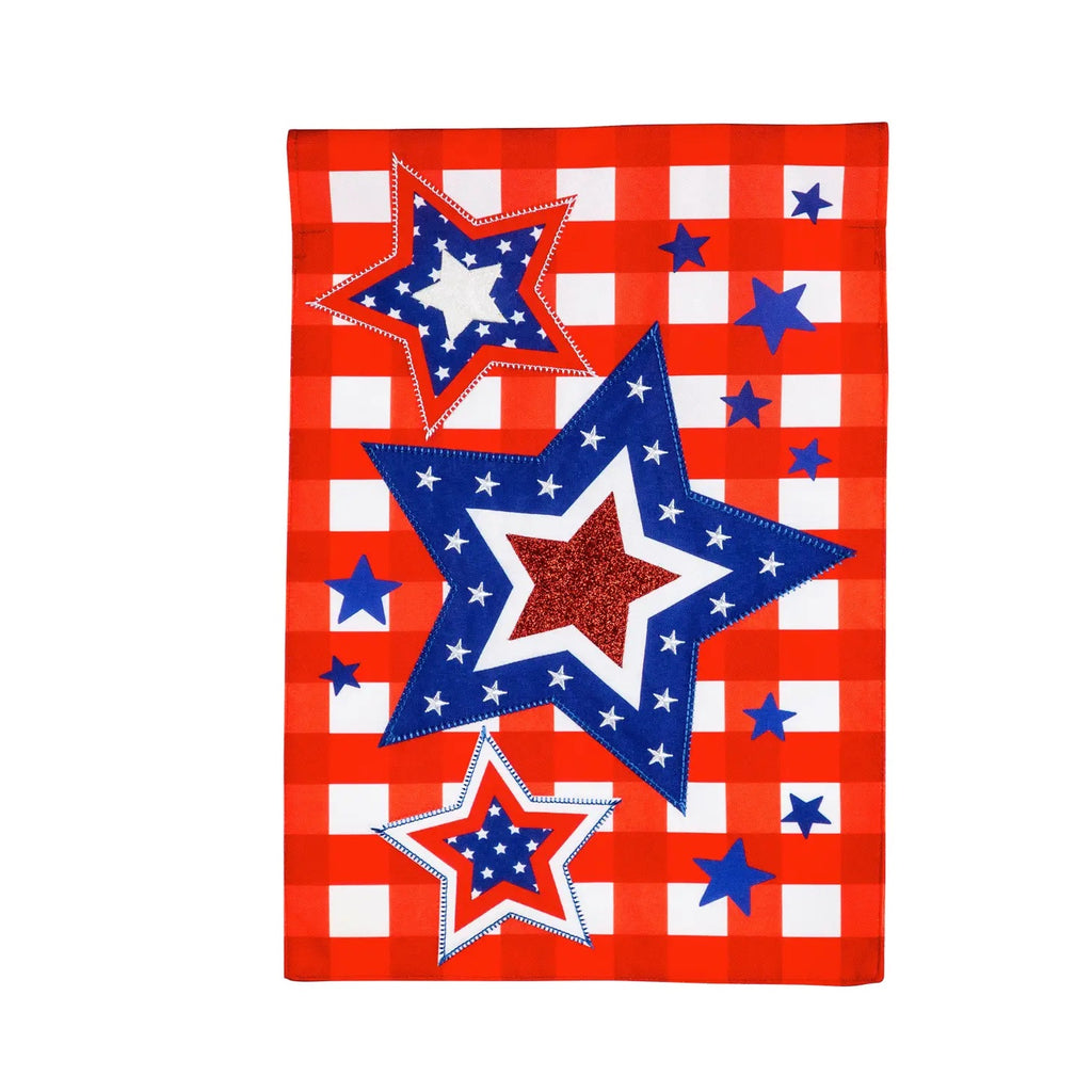 Patriotic Star Trio Garden Linen Flag - Monogram Market