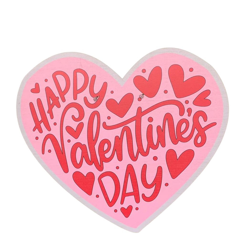 Happy Valentine's Day Heart Wooden Door Hanger - Monogram Market