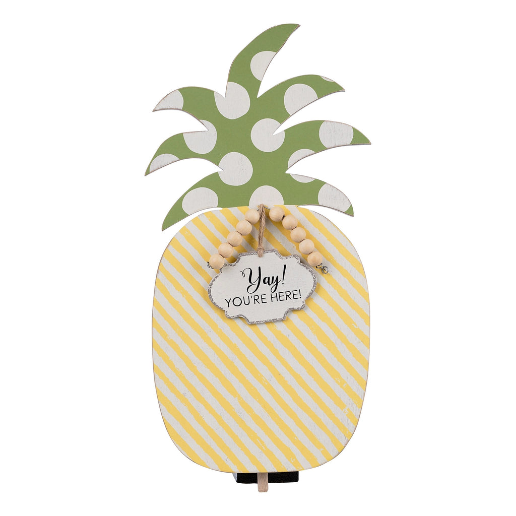 Yay!  You're Here Pineapple Wood Topper - Monogram Market