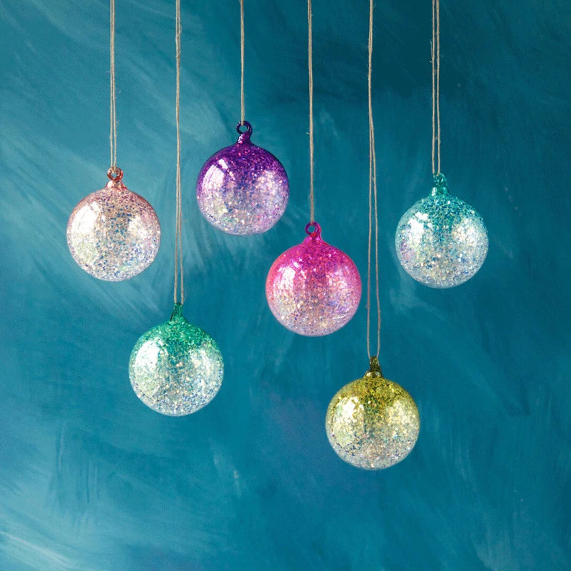 Glitterville - Glitter Ombre Christmas Ball Ornaments, 3.5" - Monogram Market