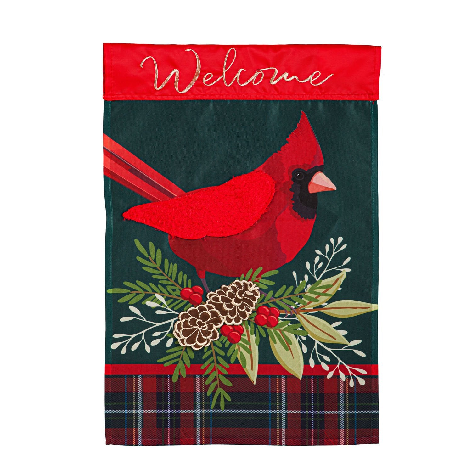 Monogram Market Cardinal Garden Appliqué Flag