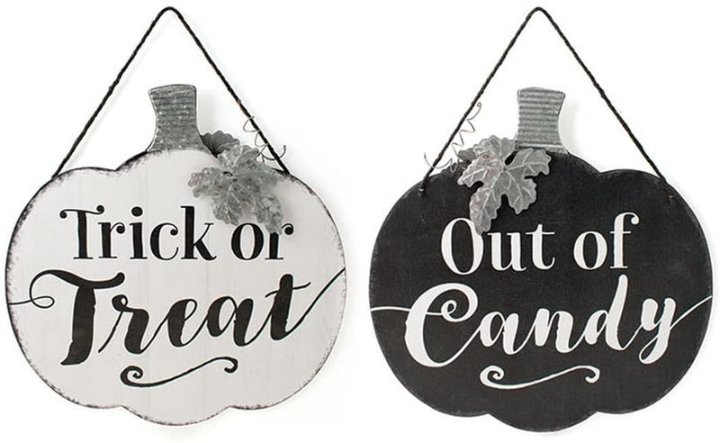 Reversible Trick or Treat & Out of Candy Hanging Sign - Monogram Market