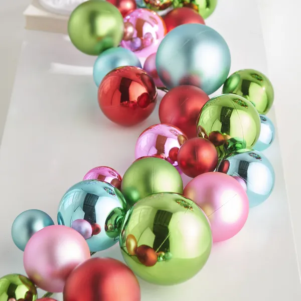 RAZ Multi Colored Ball Cluster Christmas Garland
