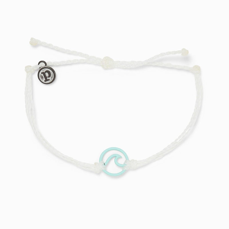 PuraVida, Aqua Enamel Wave Bracelet, White - Monogram Market