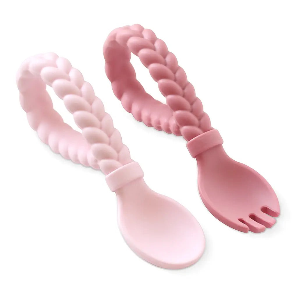 Itzy Ritzy - Sweetie Spoons™ Spoon and Fork Set, Pink - Monogram Market