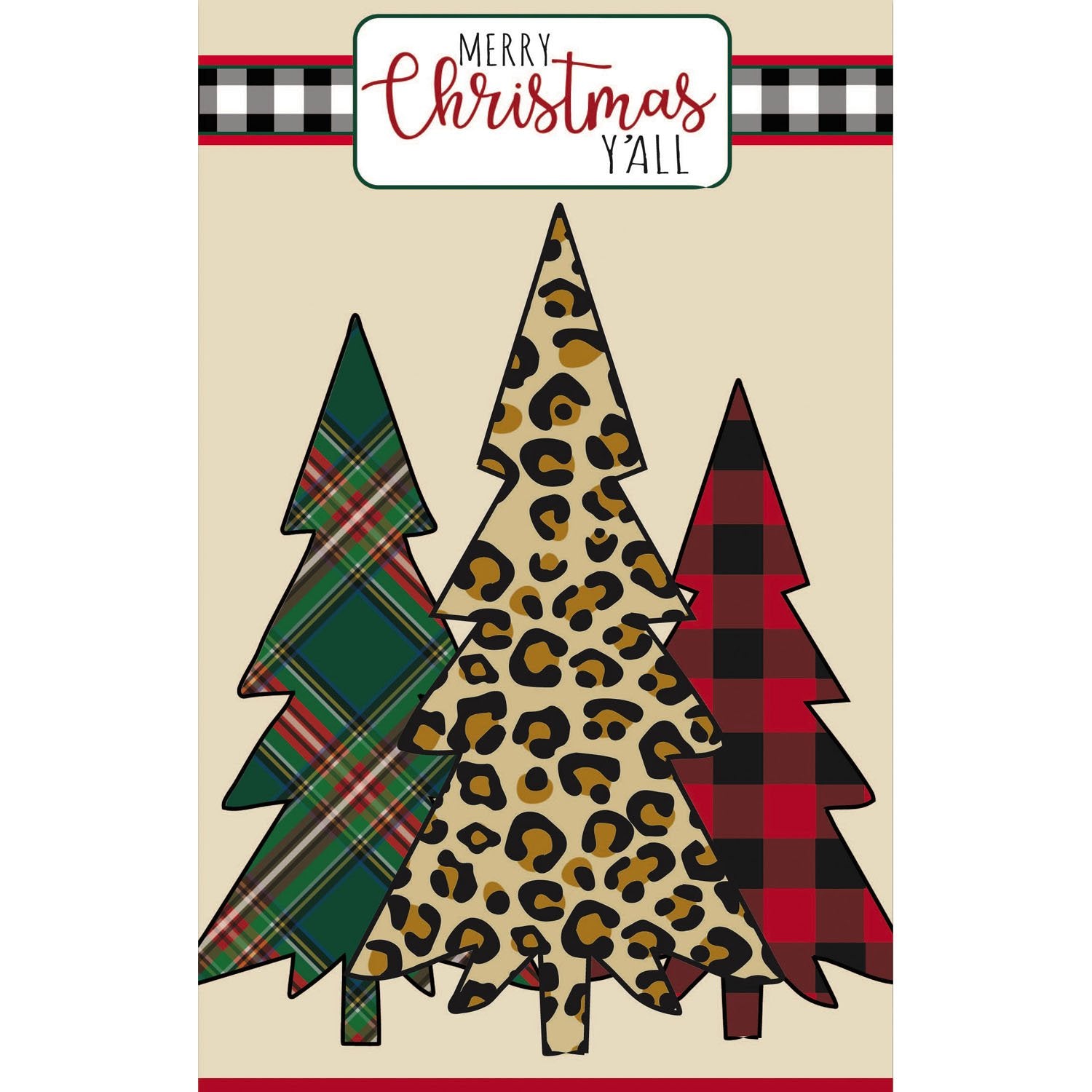 Mixed Print Christmas Tree Garden Appliqué Flag - Thumbnail 2