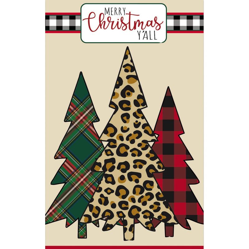 Mixed Print Christmas Trees Garden Appliqué Flag - Monogram Market