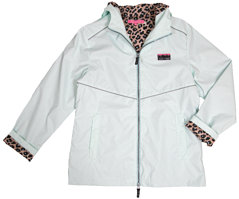 Simply Southern - Rain Jacket, Mint & Leopard - Monogram Market