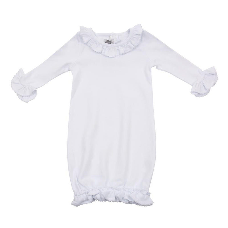 White Homecoming Ruffle Baby Day Gown, 0-6 Months - Monogram Market