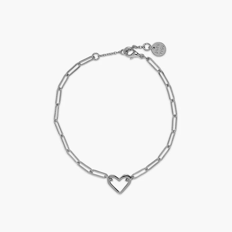 Pura Vida, Open Heart Paperclip Bracelet, Silver - Monogram Market