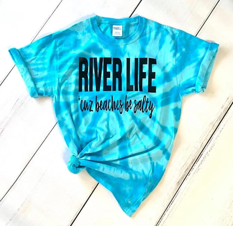 RIVER LIFE - Beaches be Salty, Printed Tie Dye Tee - Monogram Market