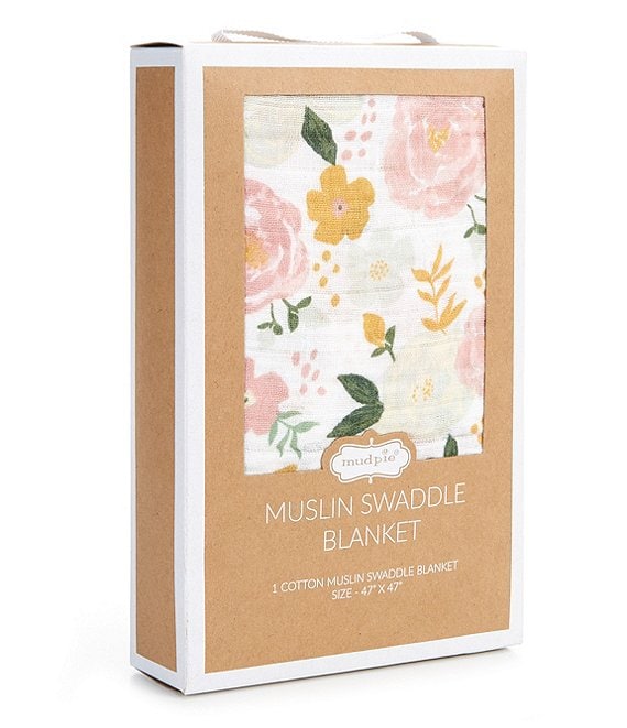 Mud Pie Muslin Mustard Floral Blanket - Monogram Market