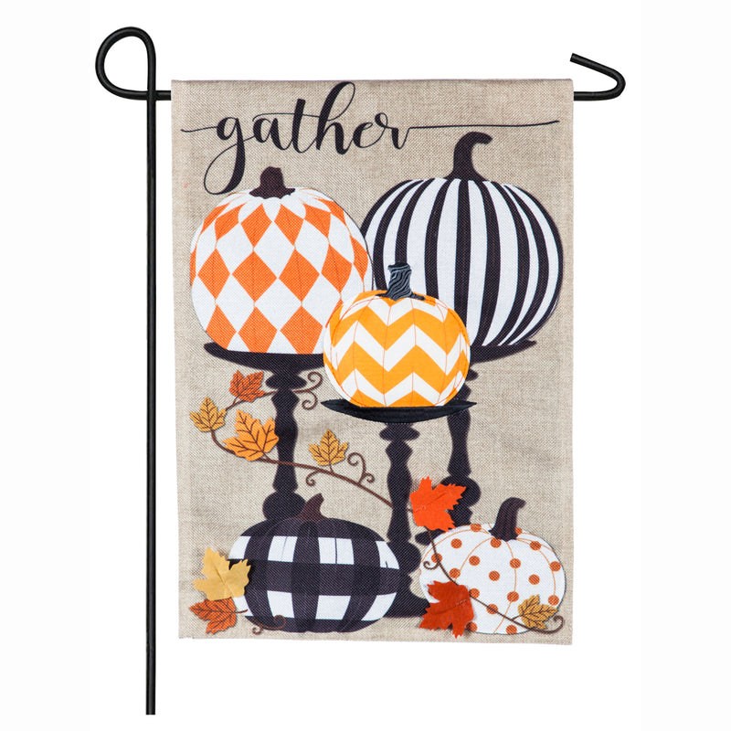 Gather Pattern Pumpkins Garden Burlap Flag - Monogram Market