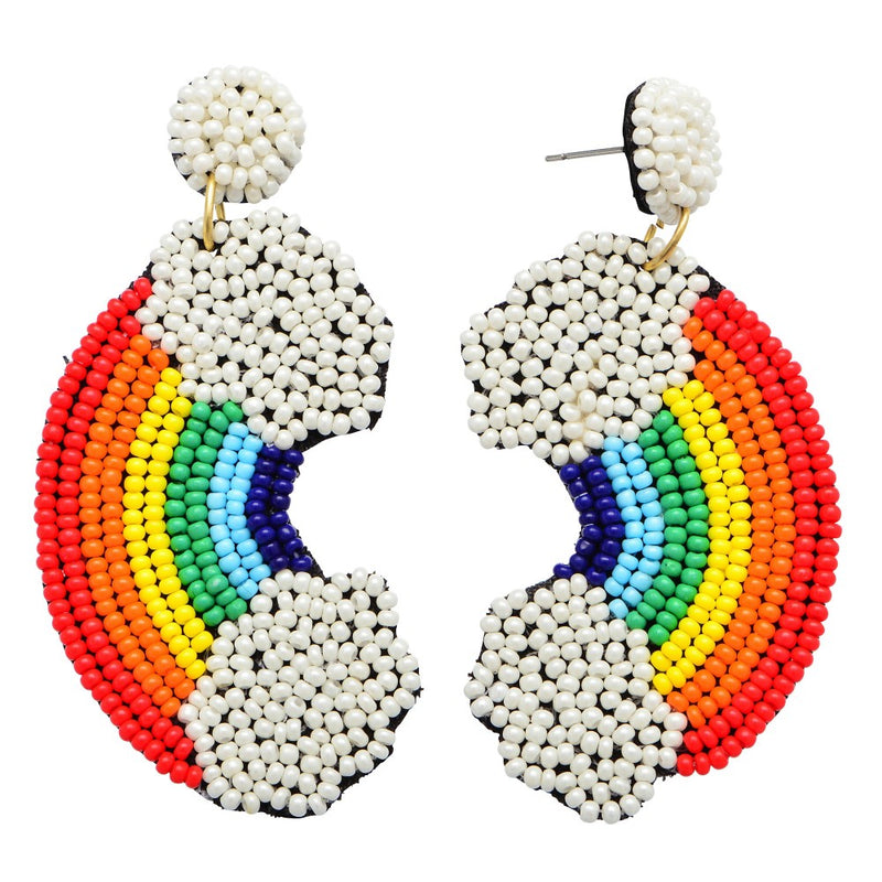 Beaded Earrings, Rainbow - Monogram Market