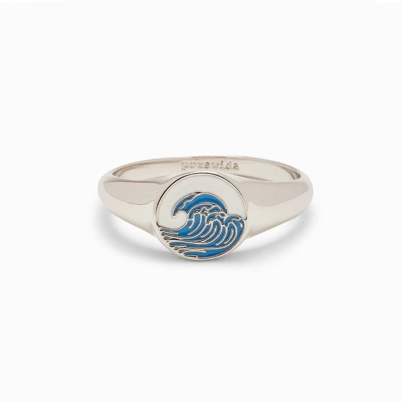 PuraVida Make Waves Signet Ring, Silver - Monogram Market