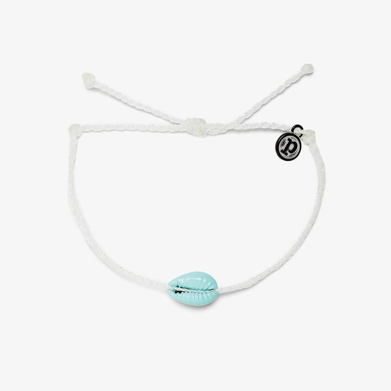 PuraVida, Candy Blue Cowrie Silver Charm Bracelet, White - Monogram Market