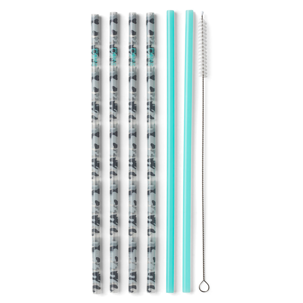 SWIG Tall Straw Set, Incognito Camo & Aqua - Monogram Market