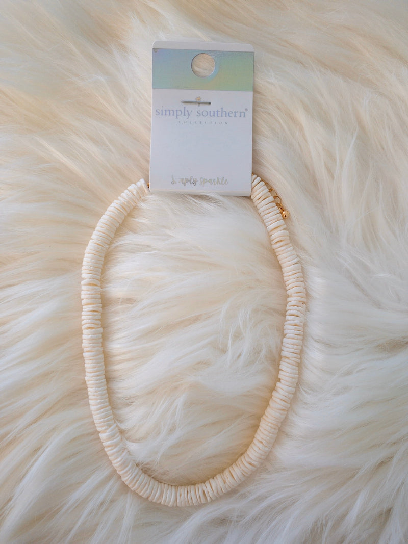 Simply Southern Smooth White Puka Shell Necklace - Monogram Market