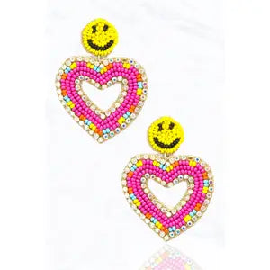 Beaded Earrings, Smileys and Hearts - Monogram Market