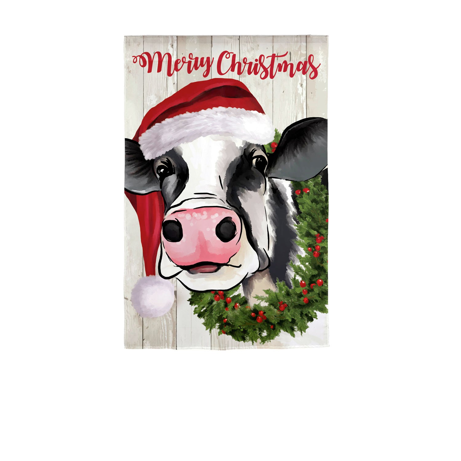 Christmas Cow Linen Garden Flag