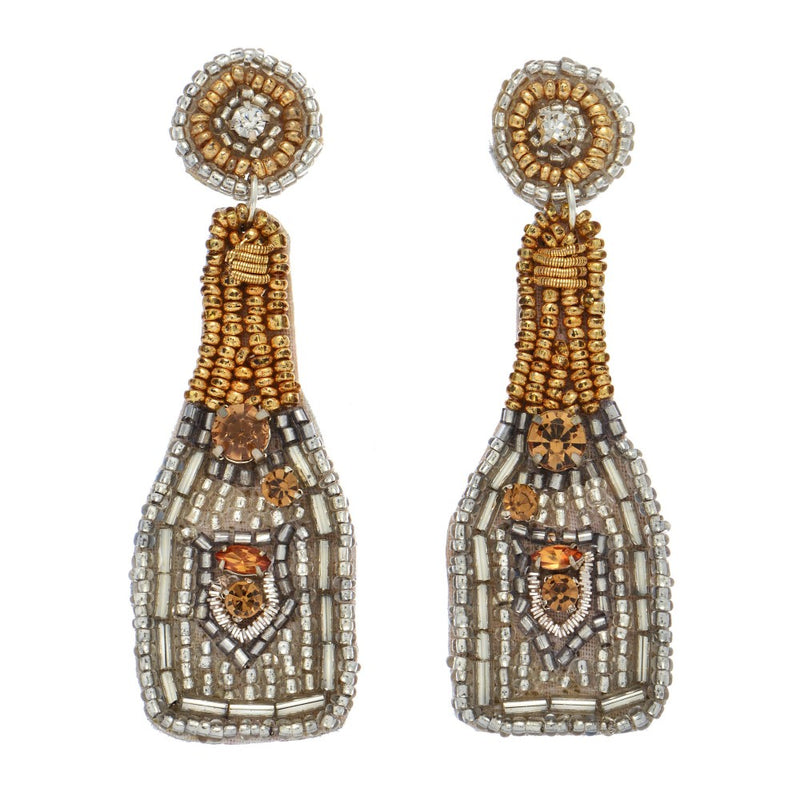 Beaded Earrings, Champagne Bottles - Monogram Market