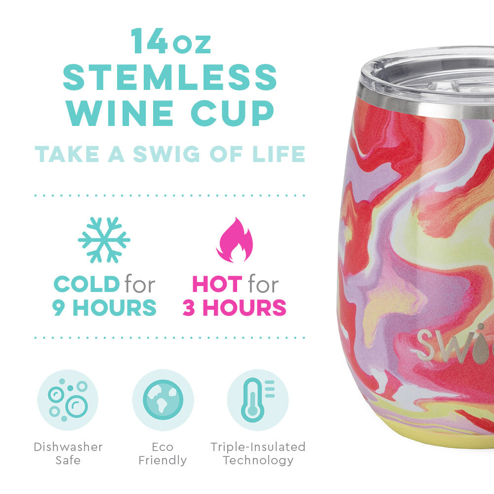 SWIG - 14oz Stemless Wine Cup, Pink Lemonade - Monogram Market