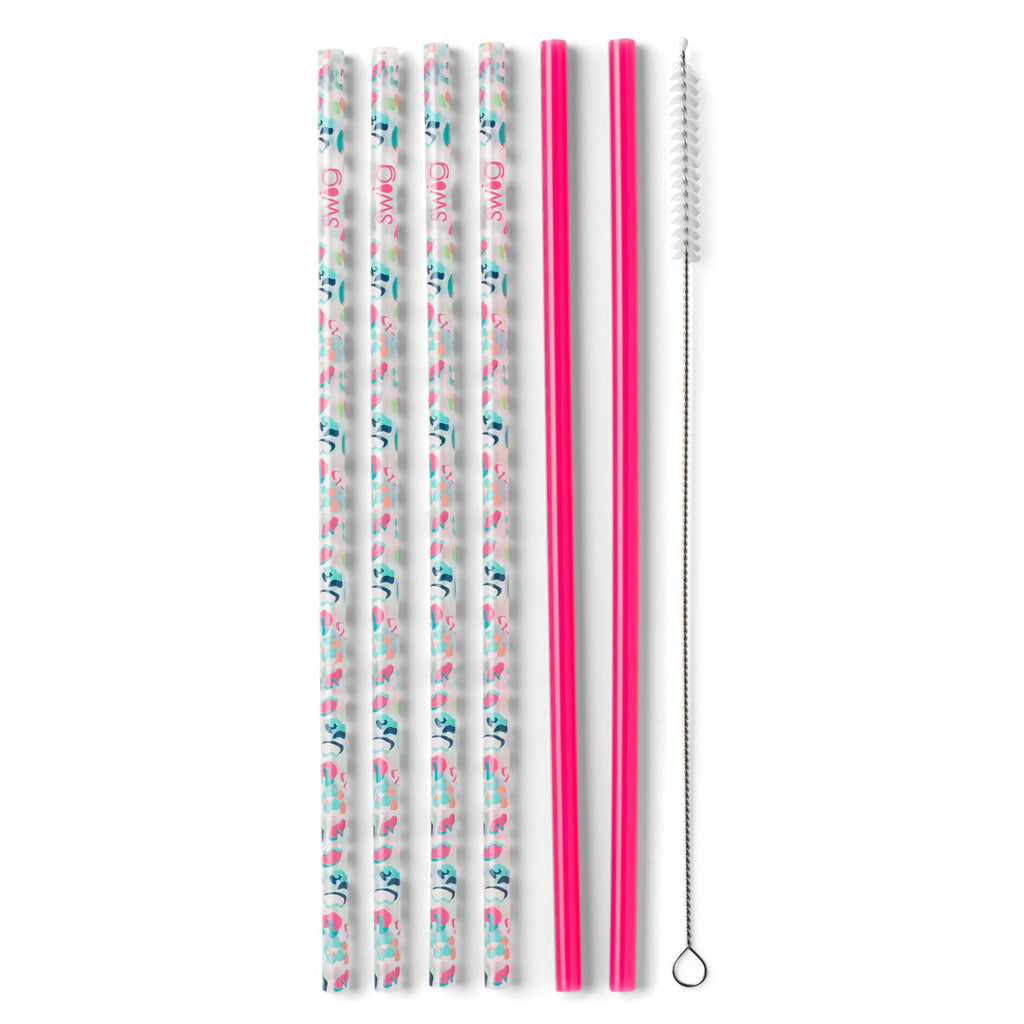 SWIG Tall Straw Set, Party Animal & Hot Pink - Monogram Market