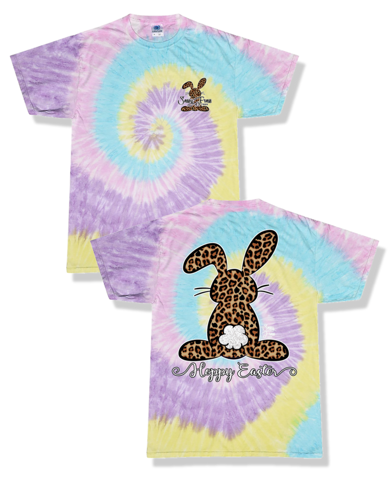 Sassy Frass YOUTH Leopard Happy Easter Bunny, Tie Dye "Jellybean" - Monogram Market