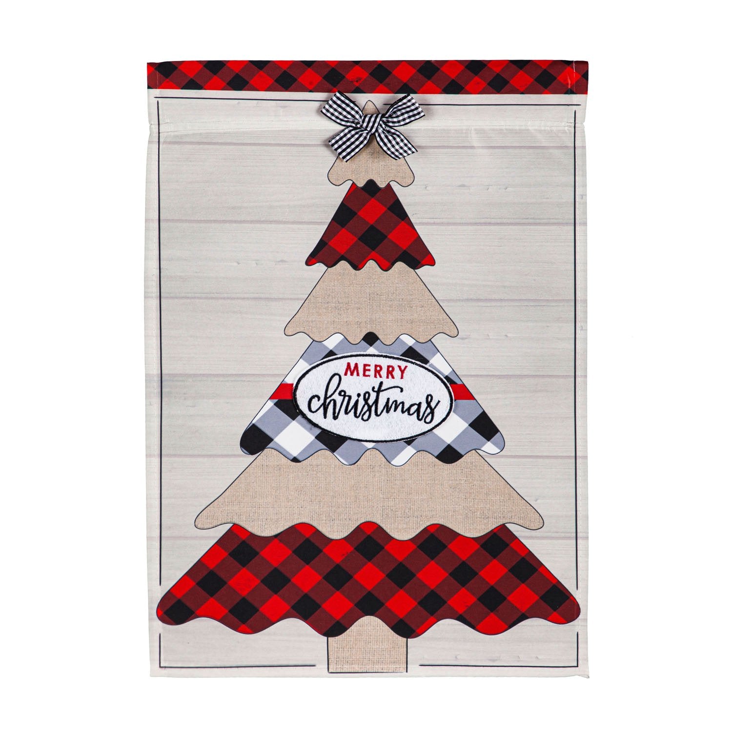 Mixed Print Christmas Tree Garden Appliqué Flag