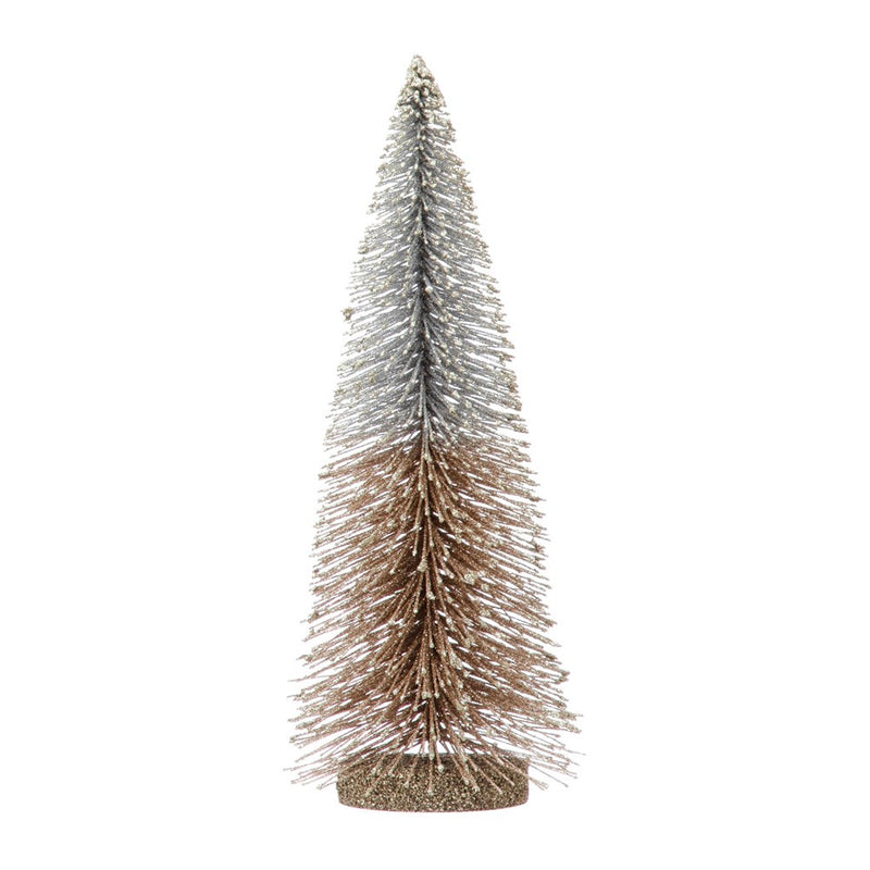 Bottle Brush Tree with Glitter and Wood Base, 11 3/4” - Monogram Market