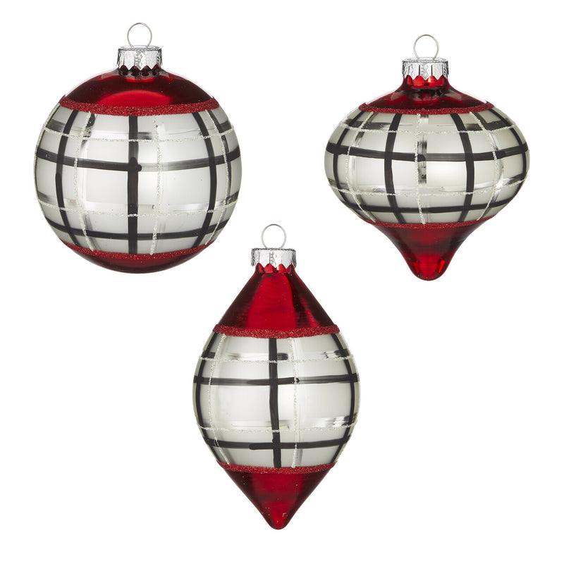 RAZ - Plaid Christmas Ornaments, 4" - Monogram Market