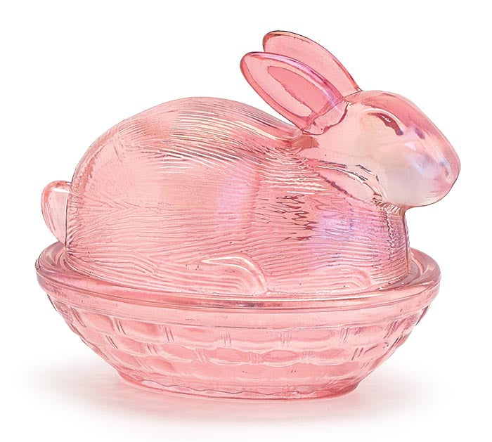 Pink Glass Bunny Easter Candy Dish - Monogram Market