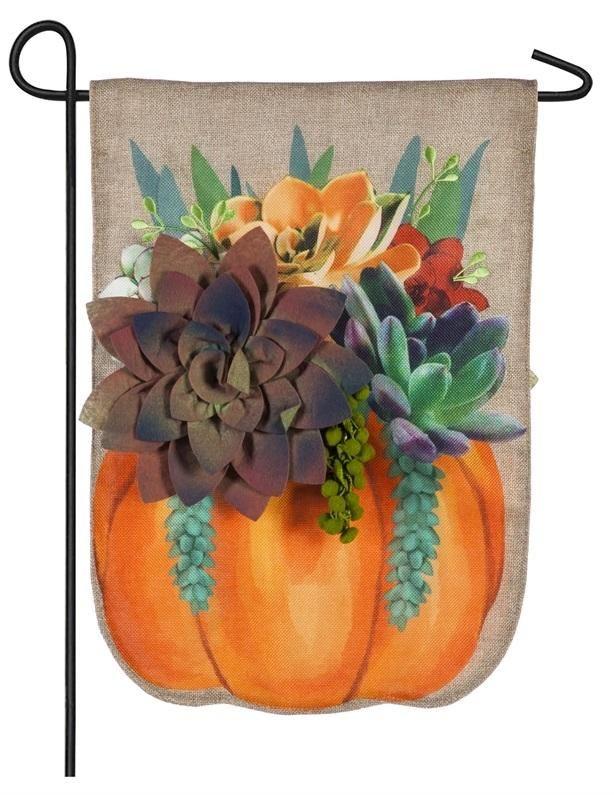 Fall Succulents Garden Burlap Flag