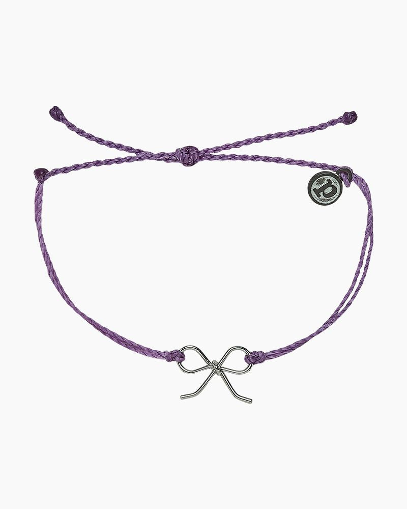 PuraVida, Bow Charm Silver Bracelet, Light Purple - Monogram Market
