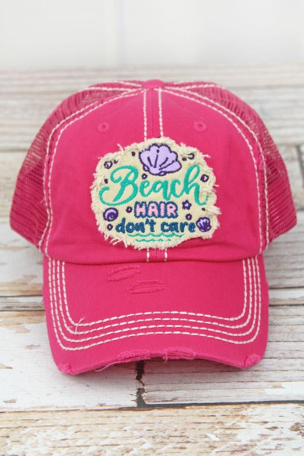 Beach Hair Don’t Care Distressed Baseball Hat - Monogram Market