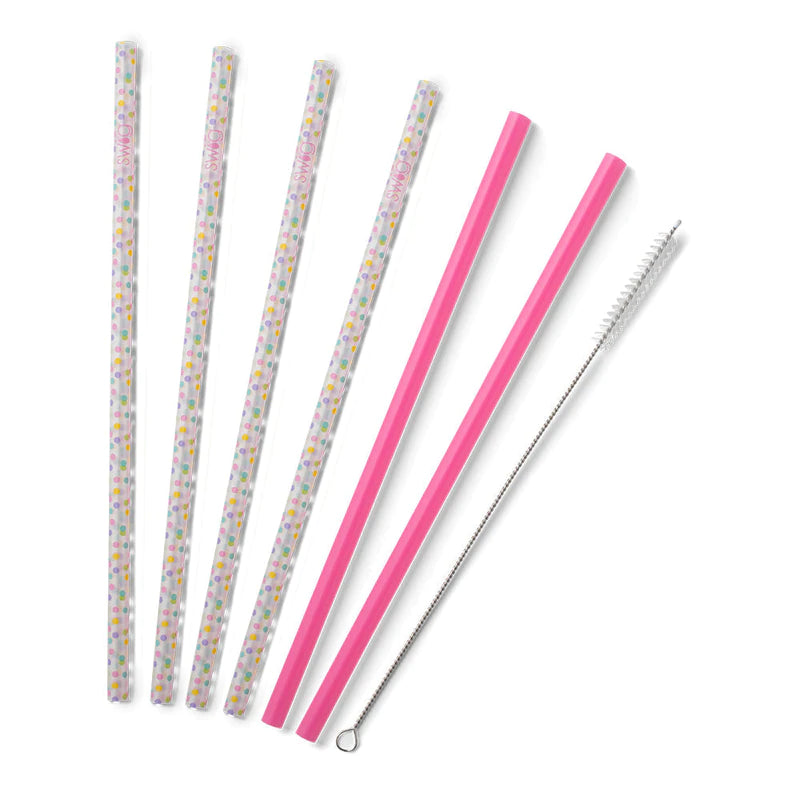 SWIG Tall Straw Set, Confetti & Pink - Monogram Market