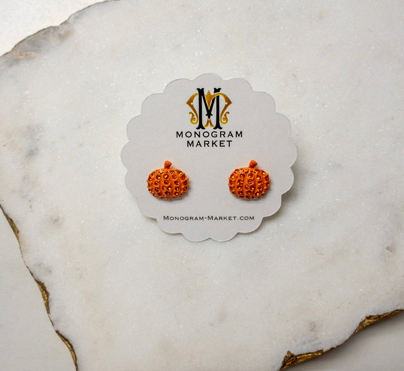 Sparkly Pumpkin Earrings - Monogram Market