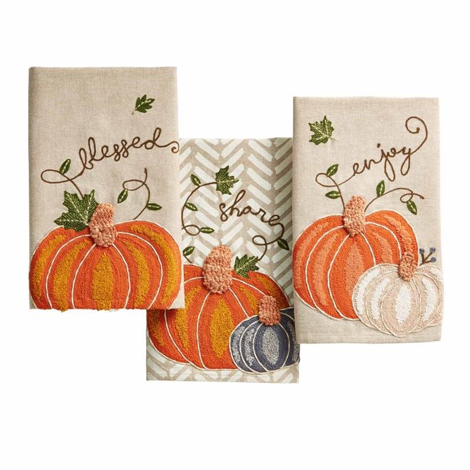 Mud Pie Embroidered Pumpkin Towels - Monogram Market
