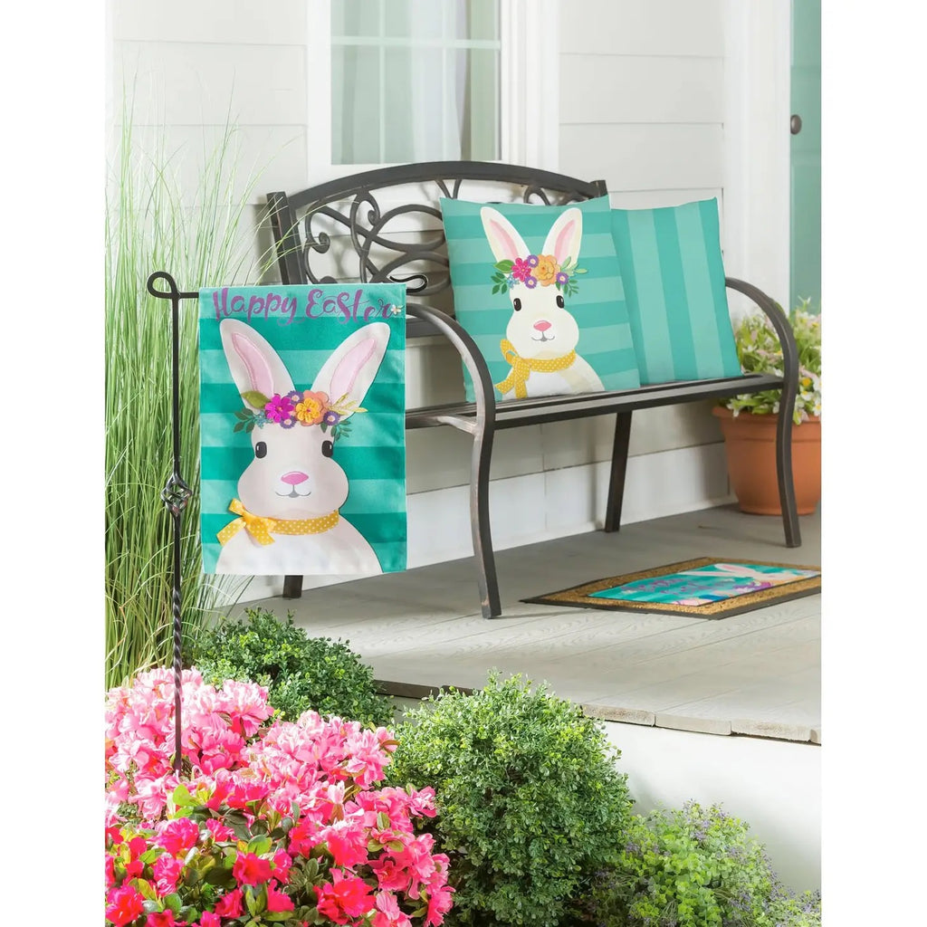 Easter Bunny Garden Burlap Flag - Monogram Market