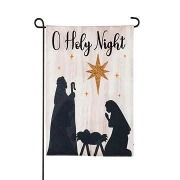 Nativity Silhouette Garden Linen Flag - Monogram Market