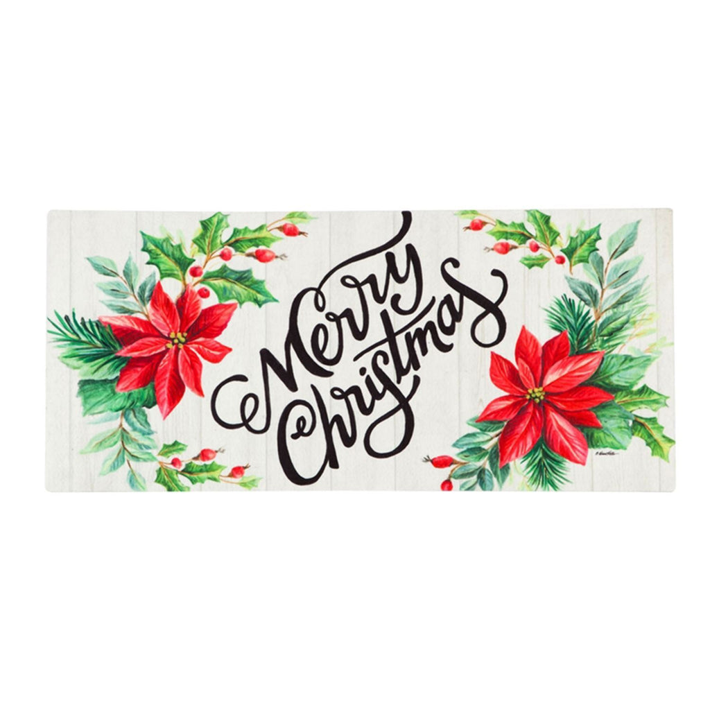 Merry Christmas Poinsettia Sassafras Switch Mat - Monogram Market