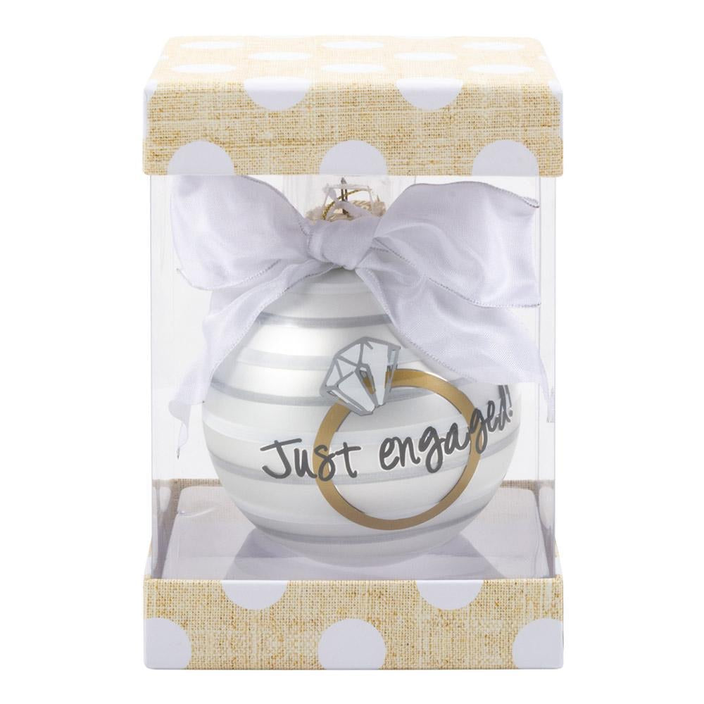 Bridal Ring - “Just Engaged” Frosted Ornament - Monogram Market