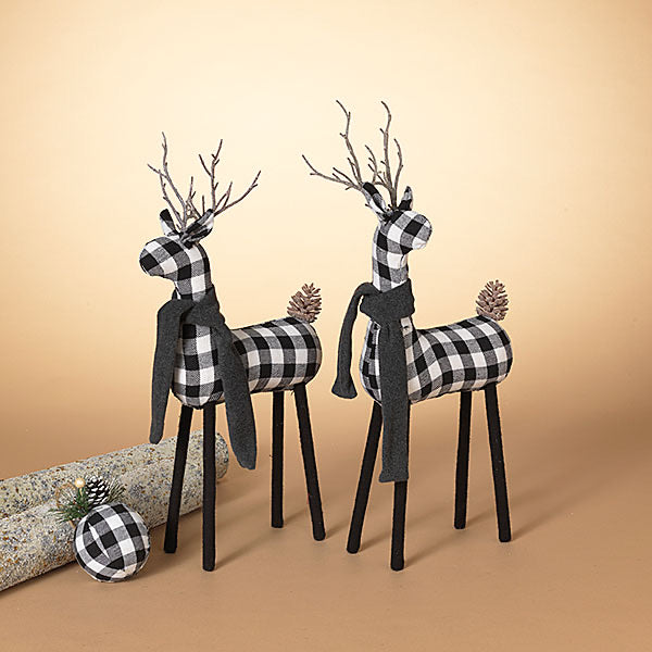 Black and White Plaid Deer Figurines - Monogram Market