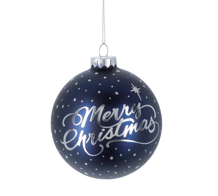 Blue and Silver Starry Night Christmas Ornament - Monogram Market
