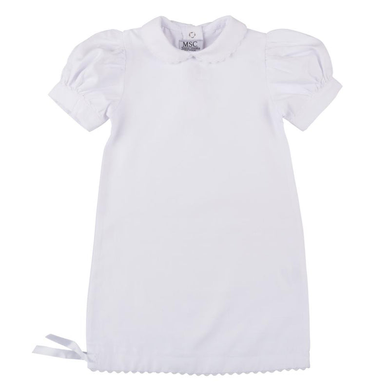 White RicRac Baby Day Gown, 0-6 Months - Monogram Market