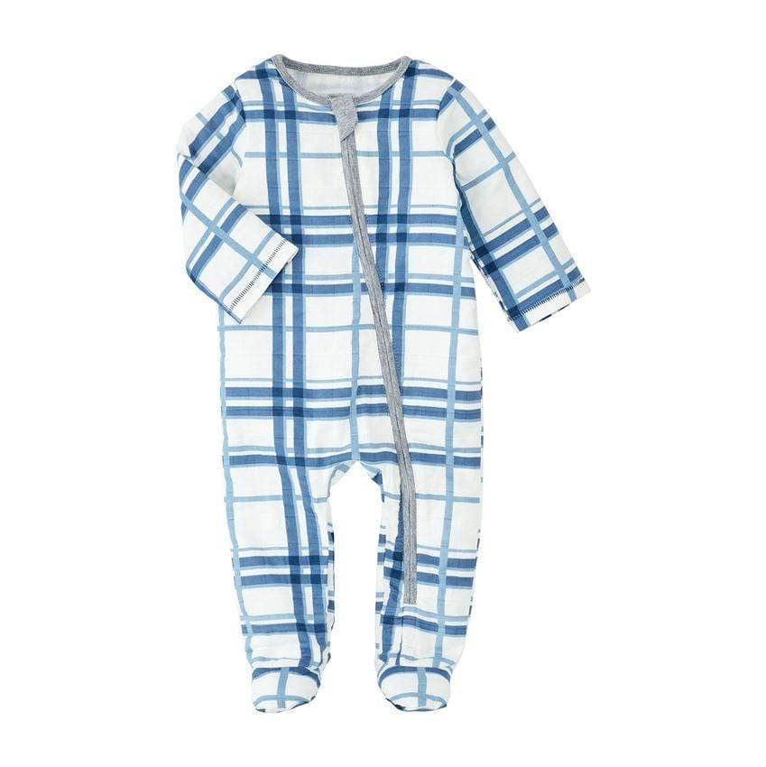 Mud Pie Blue Plaid Sleeper - Monogram Market